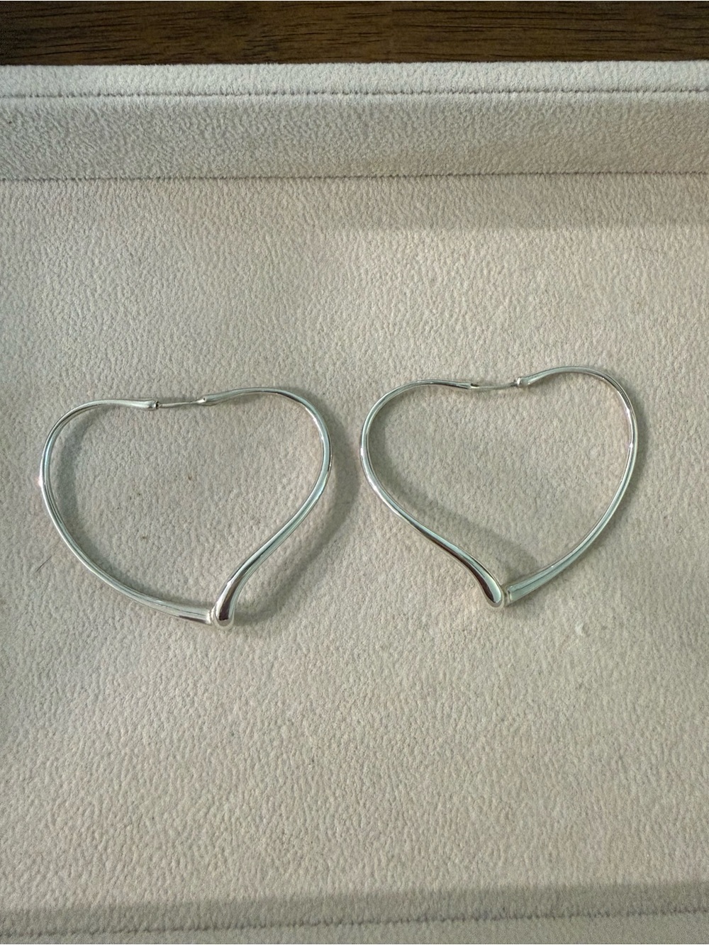 Tiffany & Co. Elsa Peretti Open Heart  Sterling Silver Hoop Earrings